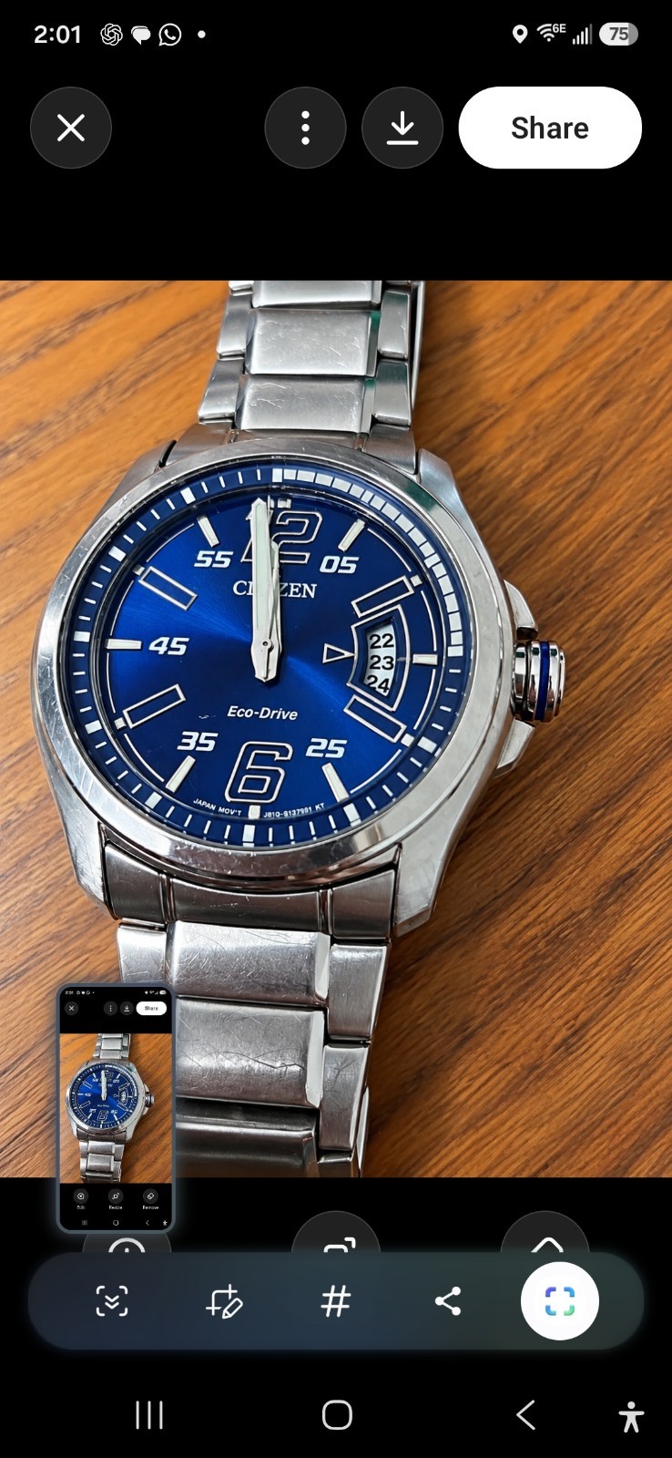 Citizen Eco-Drive H145-S073545 Radio Controlled Titanium Sapphire Blue Dial Two Citizen Eco-Drive H145-S073545 Radio Controlled Titanium Sapphire Blue Dial Two