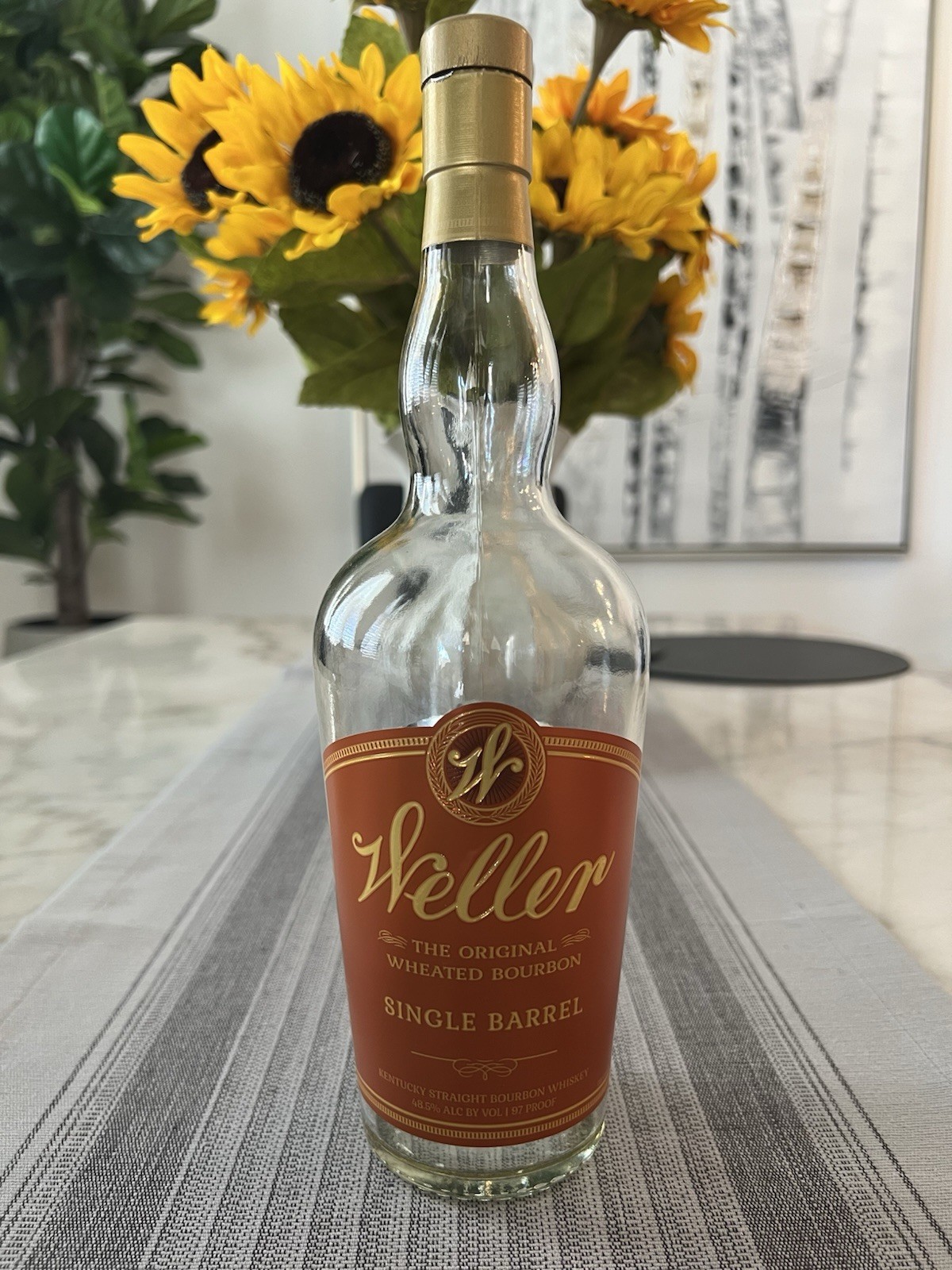 Weller Single Barrel Orange Label Empty Bottle Weller Single Barrel Orange Label Empty Bottle