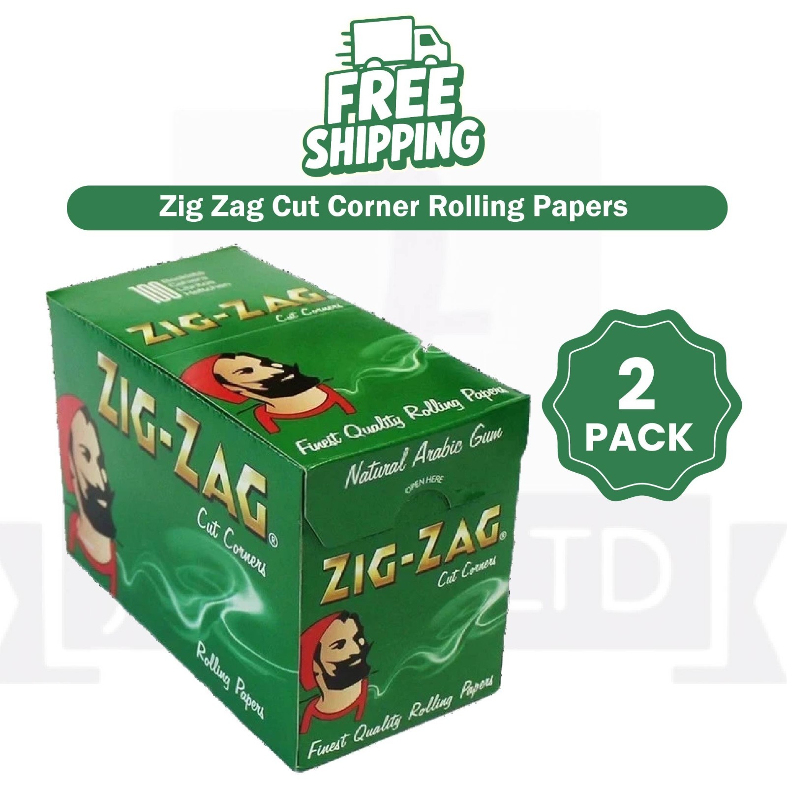 ZIG-ZAG Green Regular size Cut Corners Rolling Smooth Slow Burn - 100 bookletsX2 ZIG-ZAG Green Regular size Cut Corners Rolling Smooth Slow Burn - 100 bookletsX2