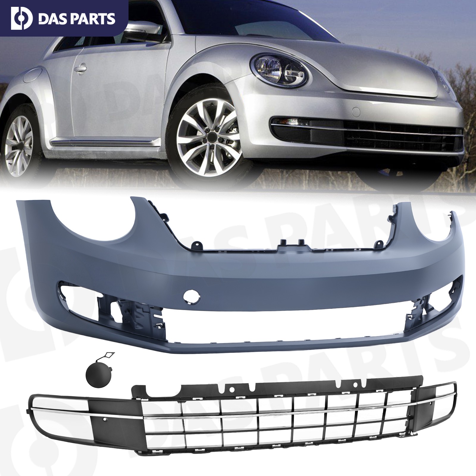 Front Bumper Grille Kit For 2012-2016 VW Volkswagen Beetle w/Fog Light Cover