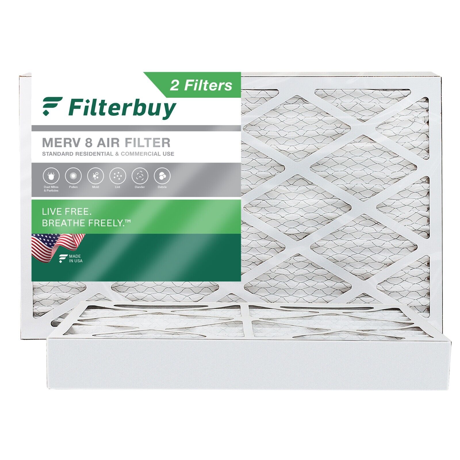 Filterbuy 16x25x4 Pleated Air Filters, Replacement for HVAC AC Furnace (MERV 8)
