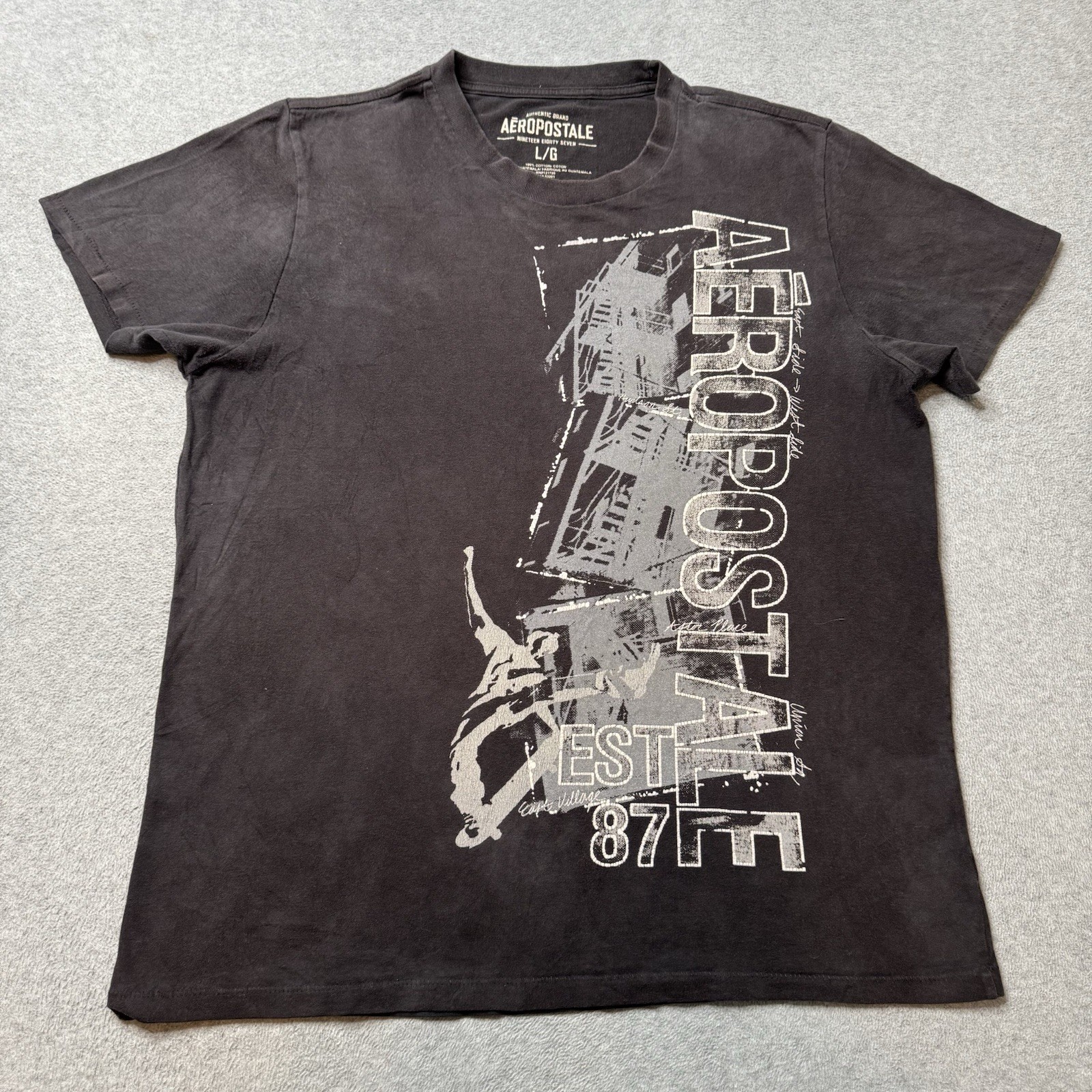 Aeropostale T Shirt Mens Large Black Graphic Print Grunge Rock Adult Y2K Aeropostale T Shirt Mens Large Black Graphic Print Grunge Rock Adult Y2K
