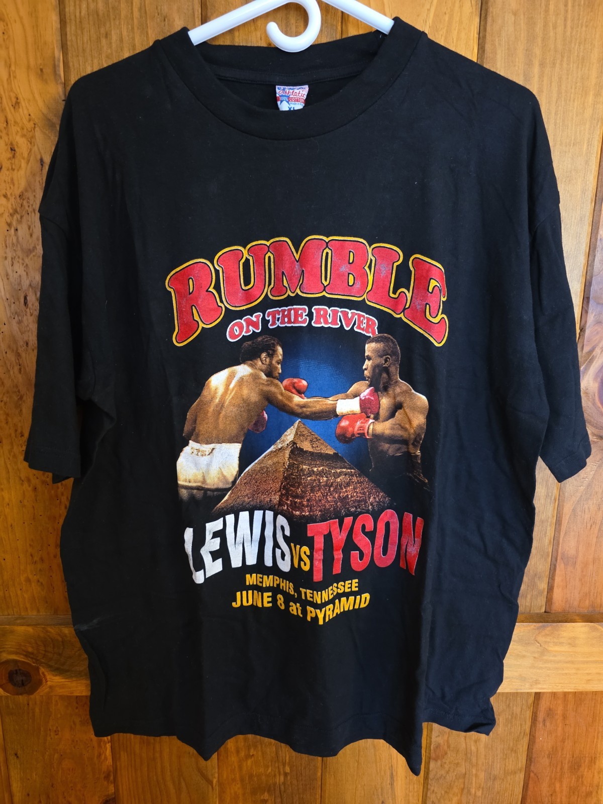 Vintage Lennox Lewis vs Mike Tyson Boxing T-Shirt Black XL 