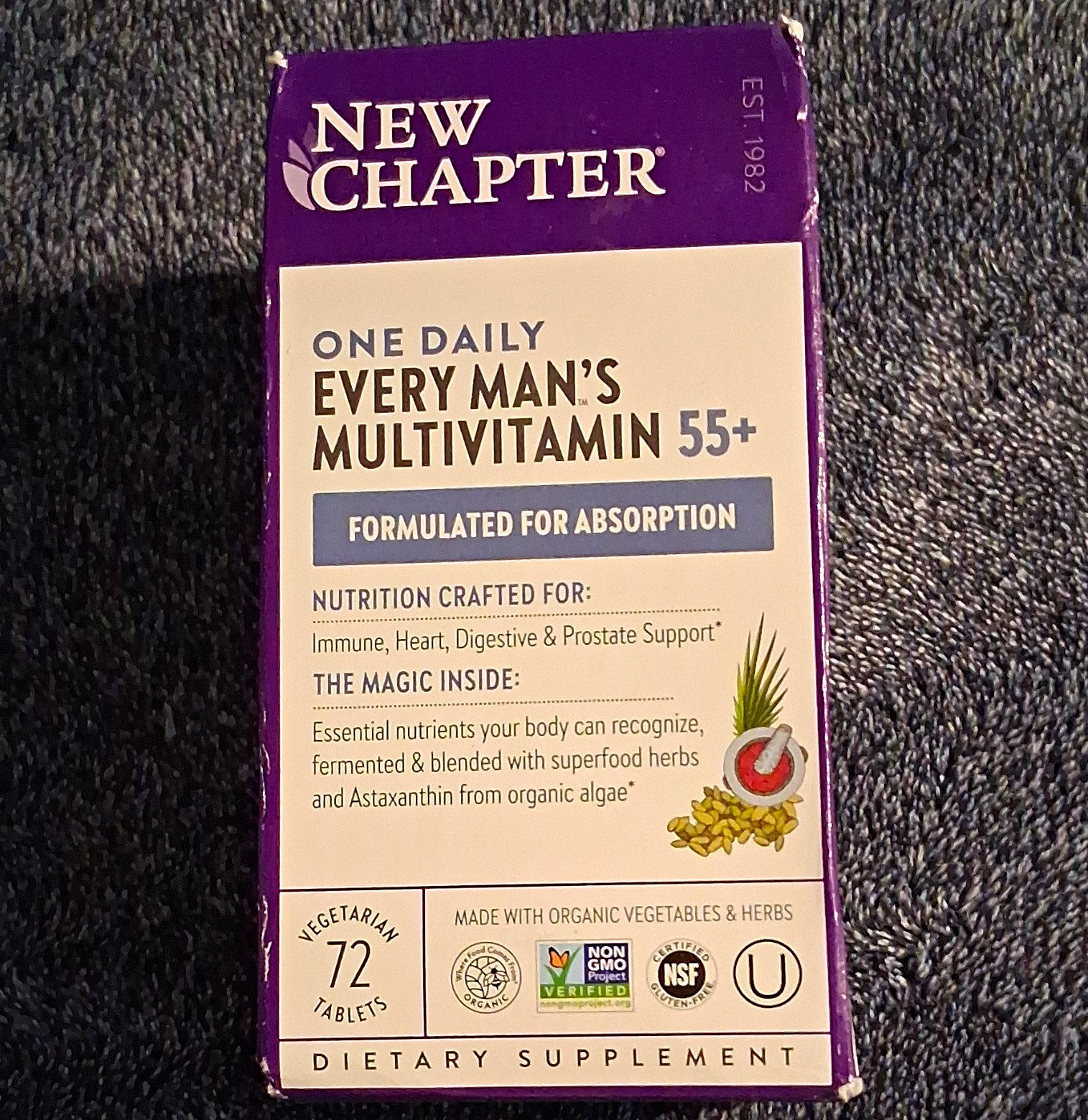 New Chapter One Daily Every Man's 55+ Multivitamin Vegetarian Non-GMO 72 Tabs