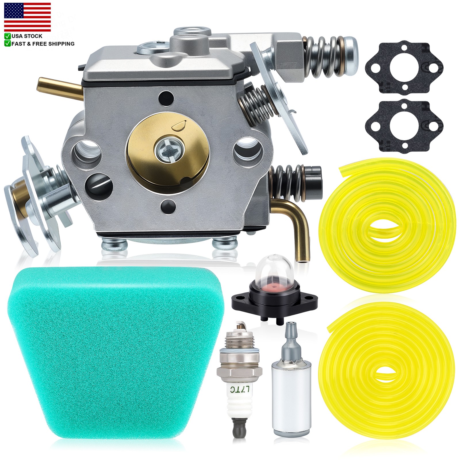Carburetor Kit for Poulan 222 1950 1975 2025 2050 2050WT 2055 2075 USA Chainsaw
