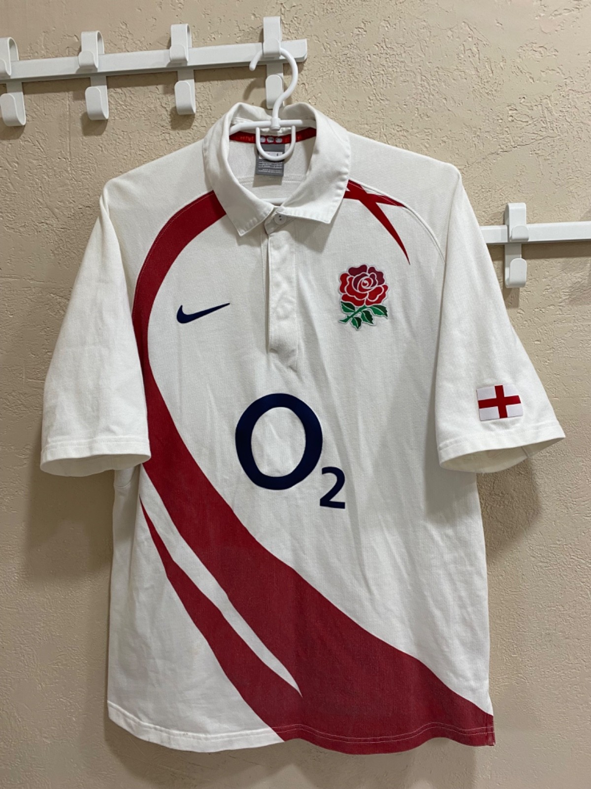 England 2007 Home Rugby Union Shirt Nike Cotton Jersey Size L
