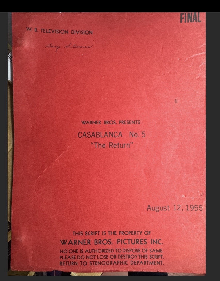 🔥 VINTAGE 1955 CASABLANCA TV SCRIPT Warner Bros Gary Stevens SIGNED COPY Lot ❤️