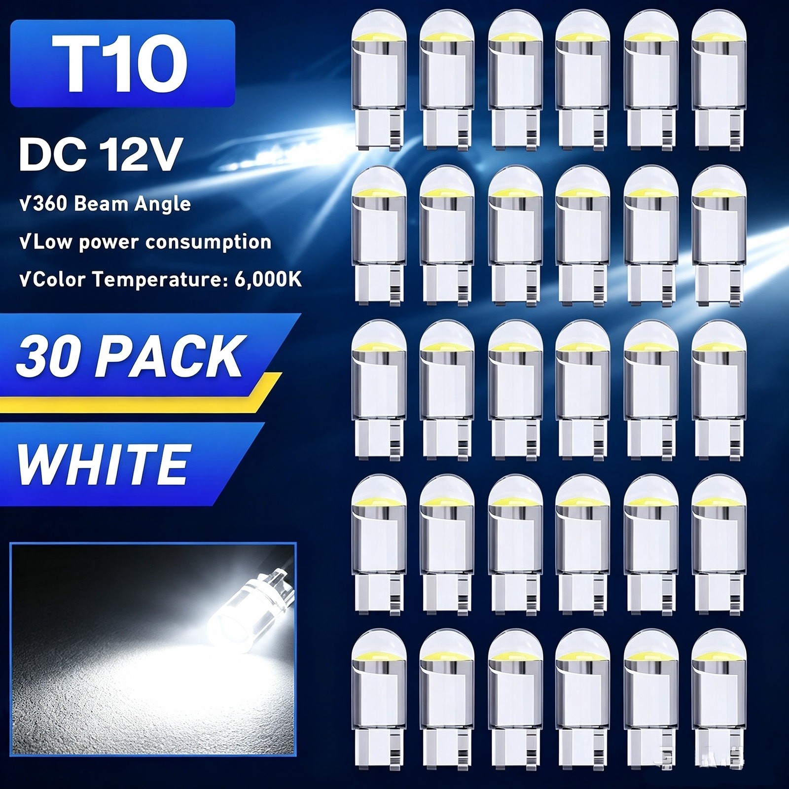 30x LED License Plate Interior Light Bulb Super White T10 194 168 W5W 2825 6000K 30x LED License Plate Interior Light Bulb Super White T10 194 168 W5W 2825 6000K