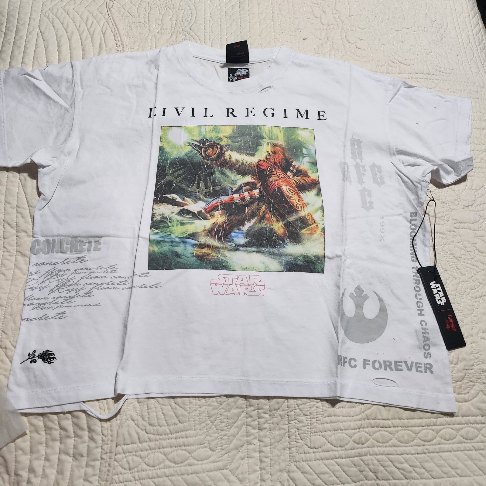 Civil Regime Star Wars Chewbacca Distressed T-Shirt White Mens XL New With Tags Civil Regime Star Wars Chewbacca Distressed T-Shirt White Mens XL New With Tags