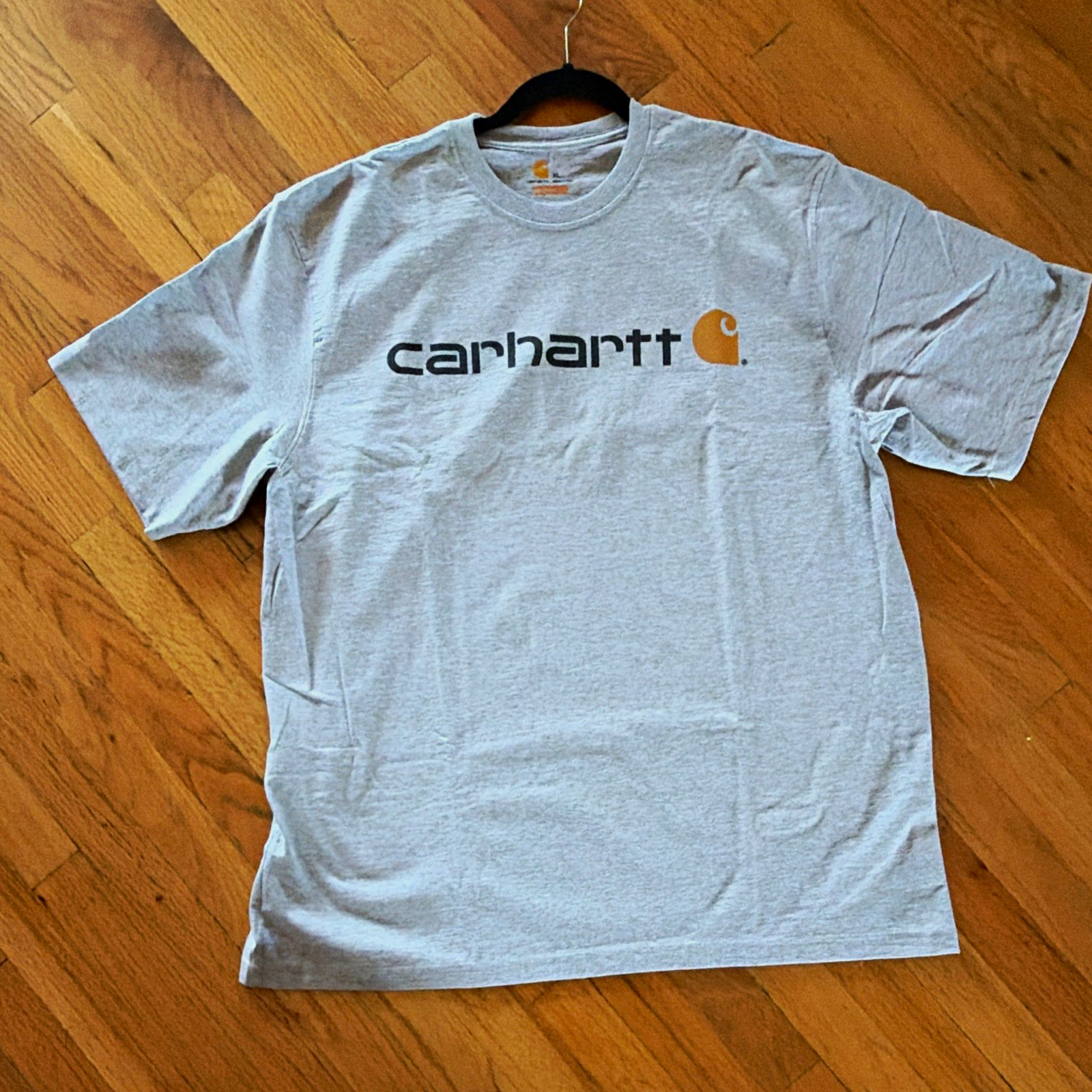Carhartt Men\'s L Gray Cotton Knit Logo Graphic Print Crew Neck T-Shirt Carhartt Men\'s L Gray Cotton Knit Logo Graphic Print Crew Neck T-Shirt