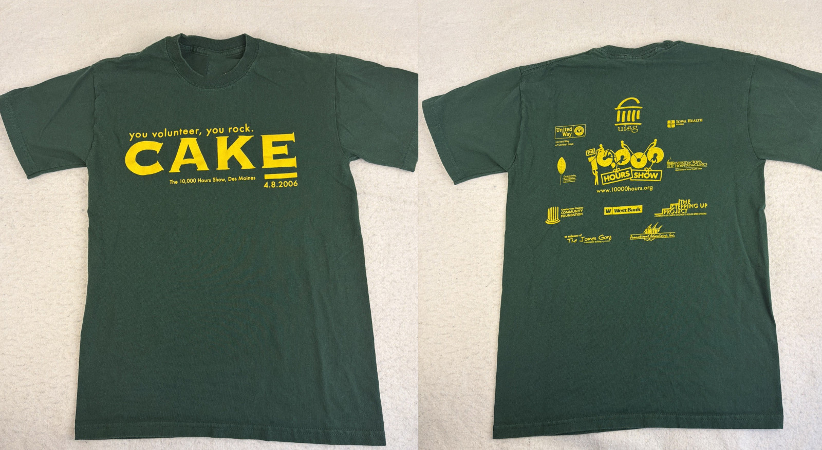 Vintage 2006 Cake Band Green T-Shirt Cotton S-5XL Des Moines
