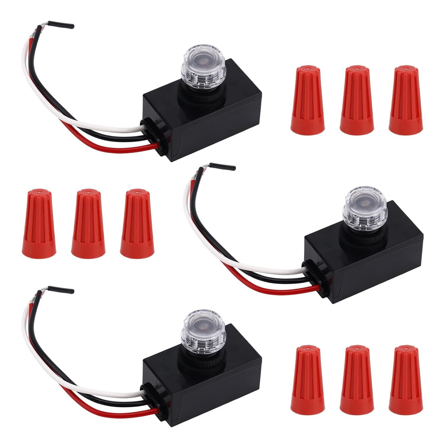 3Pcs 100-277V Photocell Sensor with 9 Wire Caps 3Pcs 100-277V Photocell Sensor with 9 Wire Caps