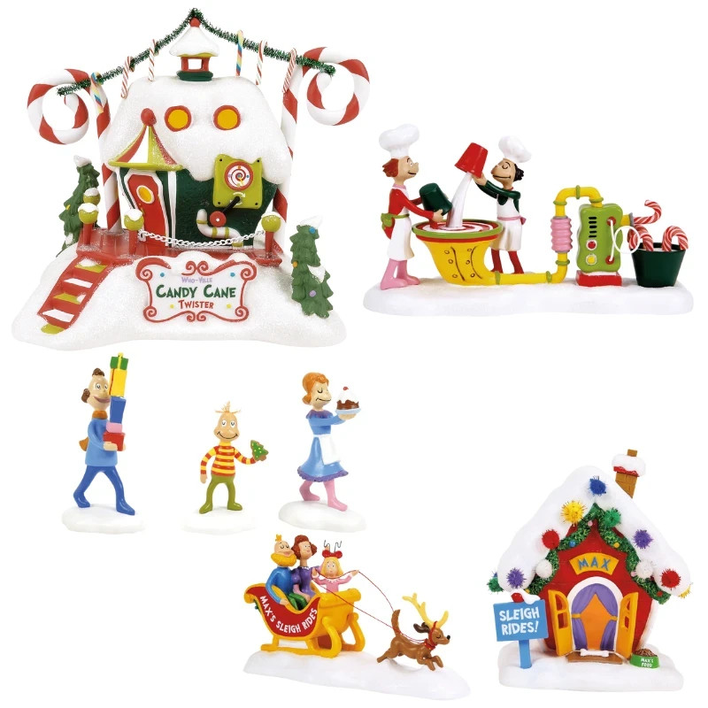 Dept 56 NEW 2026 GRINCH VILLAGE SET  Candy Cane & Crew, Max's Sleigh, Who Friend