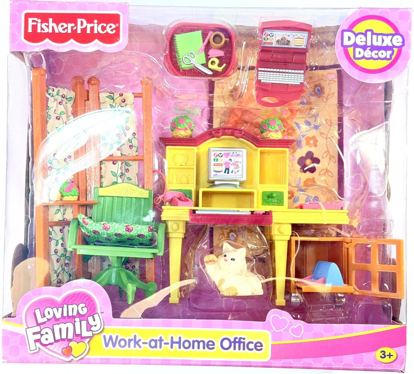 [FISHER PRICE] Loving Family Dollhouse WORK-AT-HOME OFFICE SET Desk Cat 2006