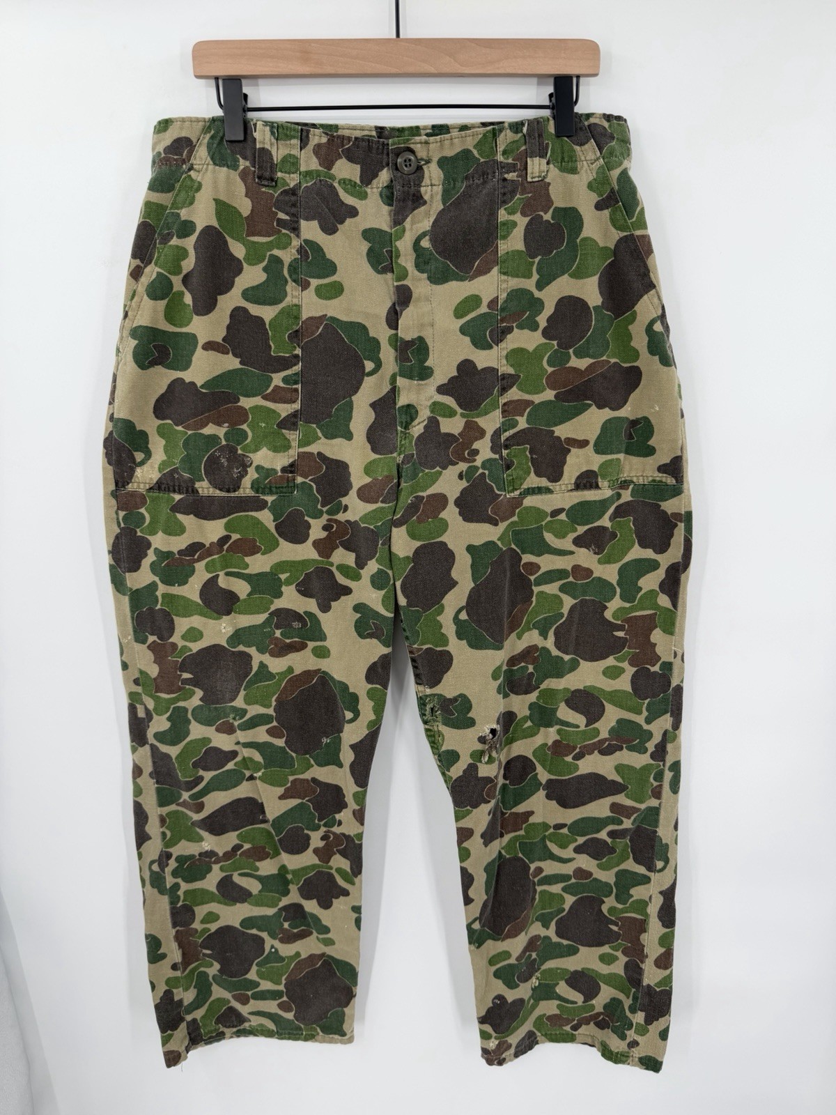 Vintage 60s 70s Sears Frog Skin Camo Pants Ideal Zipper USMC WWII Military 34x27 Vintage 60s 70s Sears Frog Skin Camo Pants Ideal Zipper USMC WWII Military 34x27