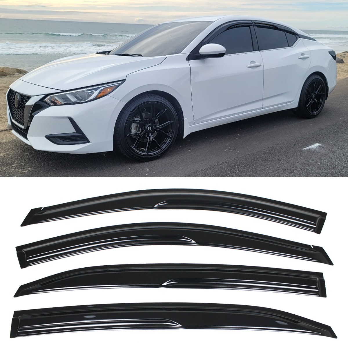 For 2020-2025 Nissan Sentra B18 JDM Mugen Style Window Visors Rain Guards Vents