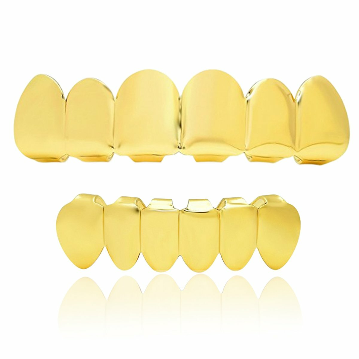 Custom 18K Gold Plated Grillz Hip Hop Teeth Grillz Caps Top & Bottom Grill Fangs
