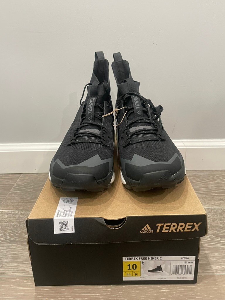 Adidas Terrex Free Hiker 2 Shoes - Core Black/ Carbon GZ0680 Mens Size 10 - NEW Adidas Terrex Free Hiker 2 Shoes - Core Black/ Carbon GZ0680 Mens Size 10 - NEW
