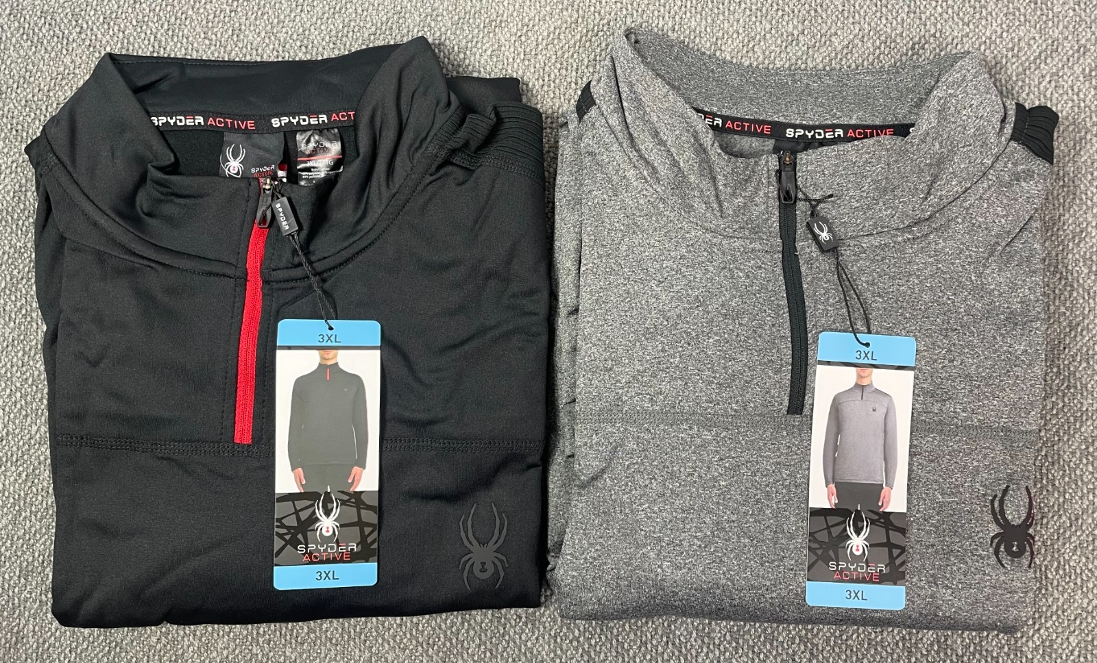 Spyder Active Men\'s Big & Tall 3XL Performance 1/4 Zip Lot of 2 OR Single Gray