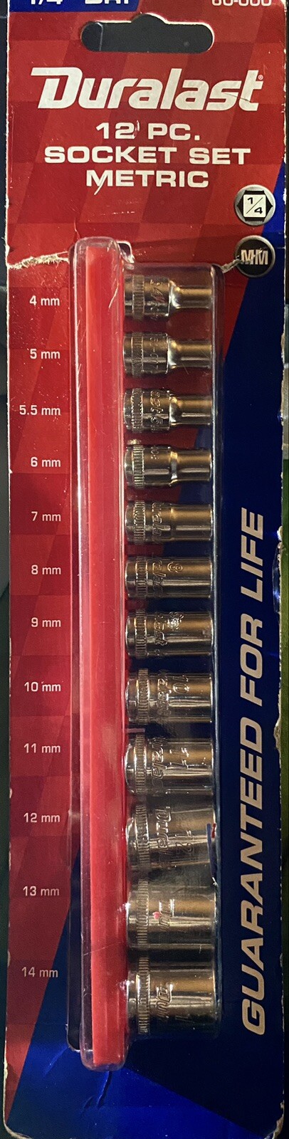 Duralast 12pc Socket Set Metric. Life Time Guarantee. Chrome