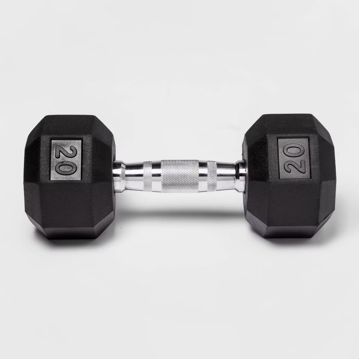 Hex Dumbbell 20lbs Black Rubber Fill, Chrome Material, Arm Workout,Single Piece Hex Dumbbell 20lbs Black Rubber Fill, Chrome Material, Arm Workout,Single Piece