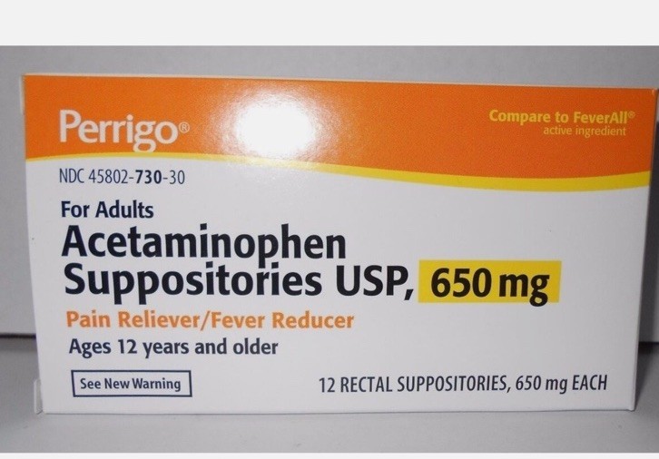 Perrigo Acetaminophen Suppositories 650mg 48 Ct -Expiration Date 04-2028 Perrigo Acetaminophen Suppositories 650mg 48 Ct -Expiration Date 04-2028