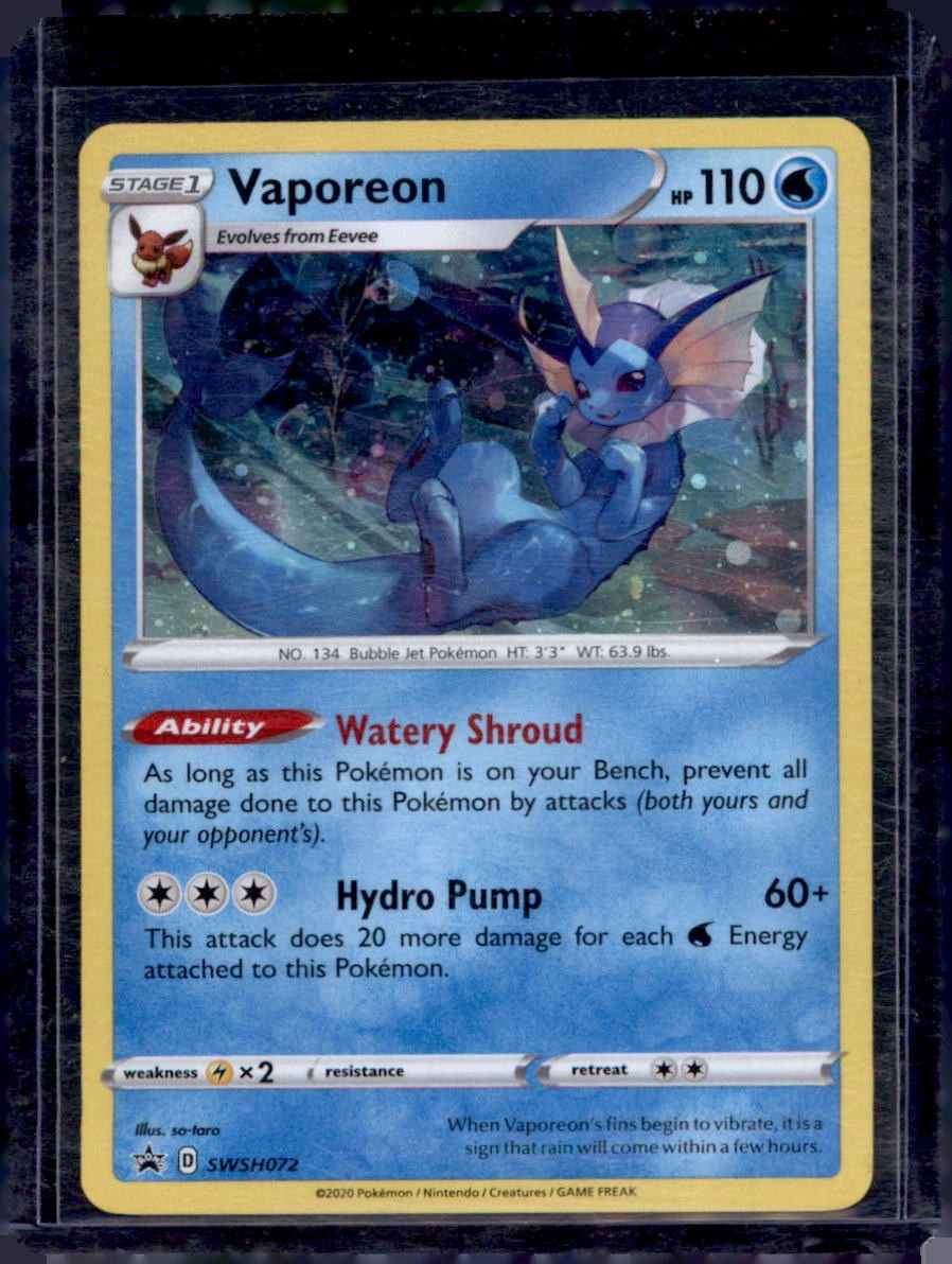 Vaporeon SWSH072 Holo Promo Sword & Shield Promo Pokemon Near Mint Vaporeon SWSH072 Holo Promo Sword & Shield Promo Pokemon Near Mint