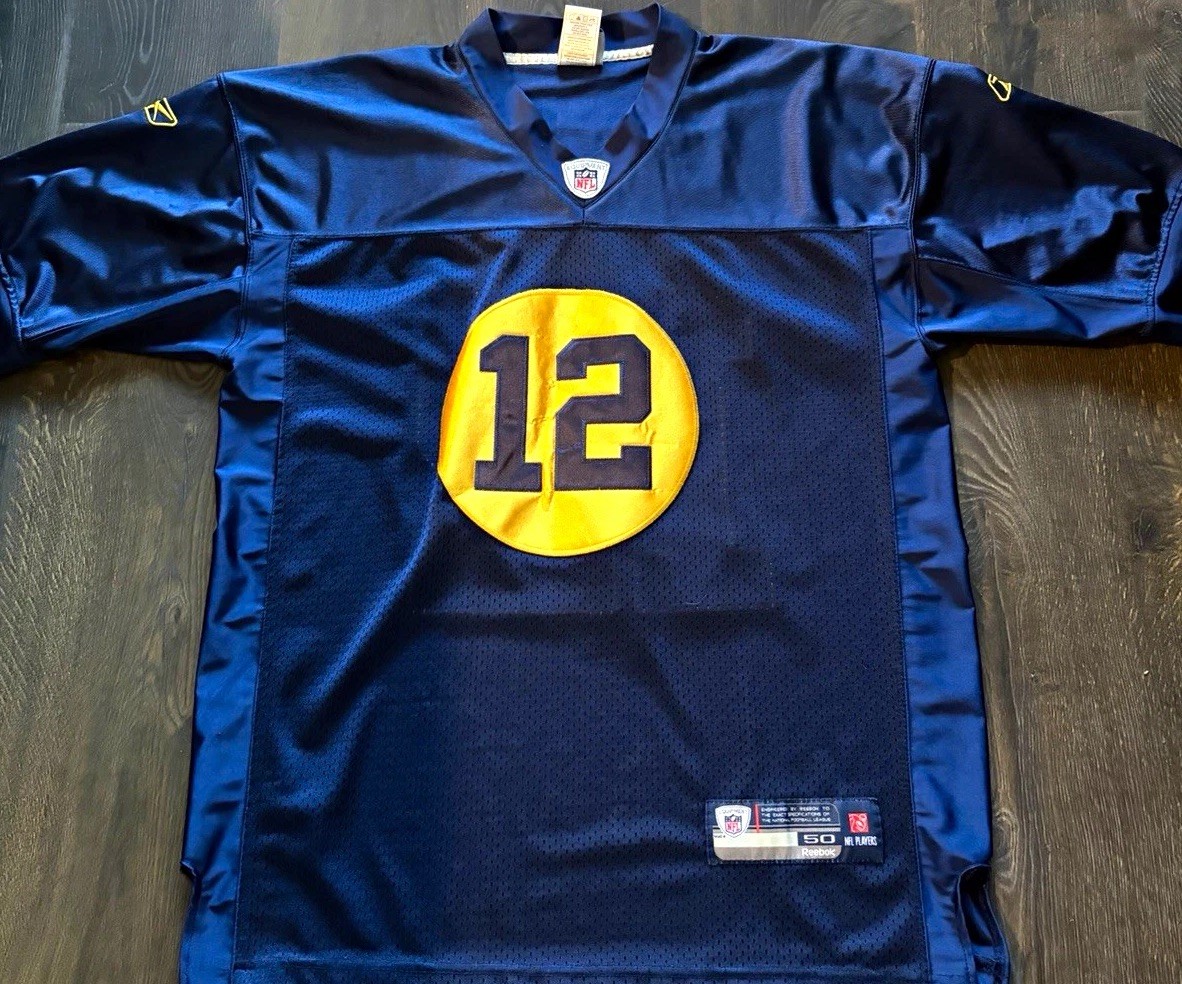 Reebok NFL Green Bay Packers Rodgers #12 Jersey Blue/Yellow 50 Throwback series