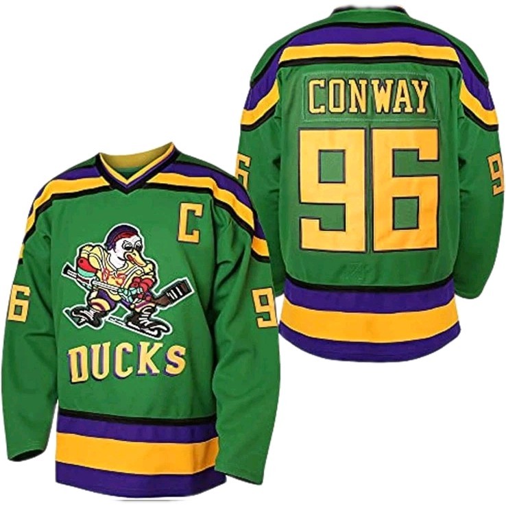 Mighty Ducks Movie Men XXL #96 Charlie Conway Ice Hockey Jersey Stitched Sewn Mighty Ducks Movie Men XXL #96 Charlie Conway Ice Hockey Jersey Stitched Sewn