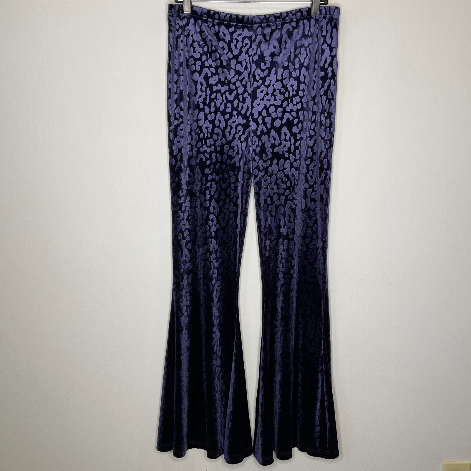 Killstar Pants Womens XL Plum Flares Velvet Stretch Ferine Bell Bottom Goth