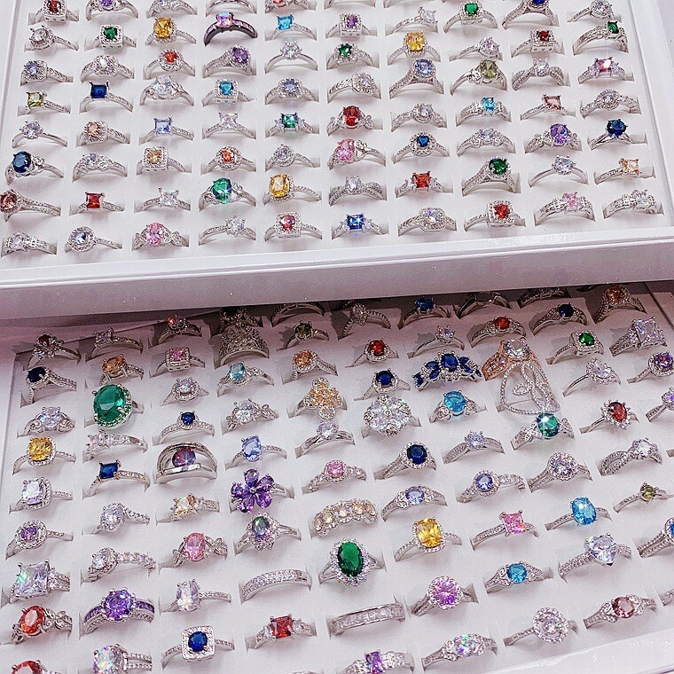 5-100x Wholesale Colorful Crystal Mixed Rings Bulk Finger Band Ring Jewelry Lot