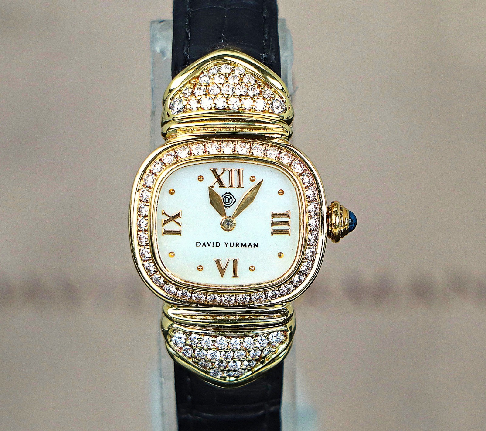 $13500 Ladies David Yurman Cable MOP 18k Yellow Gold Diamond Bezel Watch T-22814