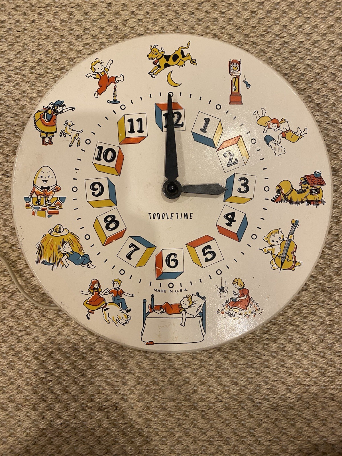 Vintage Toddle Time Nursery Rhymes Electric Clock 1960's Kids Children's Clock Vintage Toddle Time Nursery Rhymes Electric Clock 1960's Kids Children's Clock