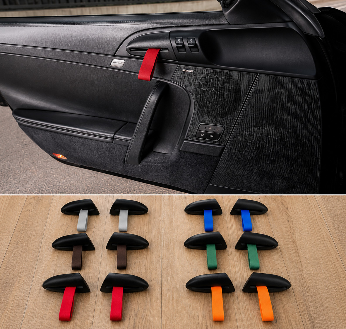 FOR PORSCHE 911 997 987 CAYMAN GT3 RS STYLE PULL OUT HANDLES STRAPS PULLSTRAP 