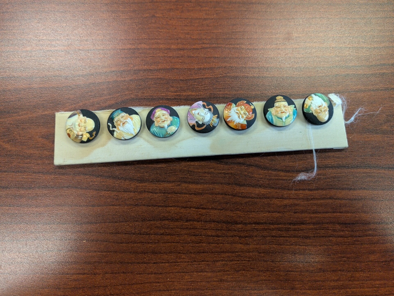 Vintage Japanese Toshikan Buttons Seven Gods Of Fortune Rare