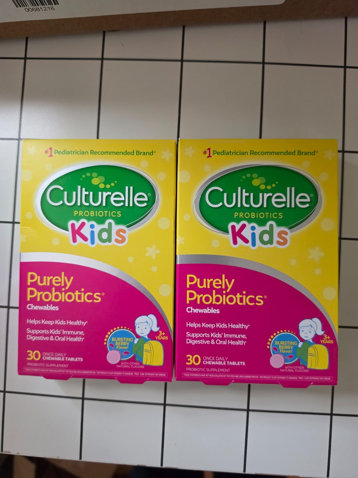 Lot of 2 NEW Culturelle Kids Probiotics Chewables Bursting Berry 30ct Exp 07/27
