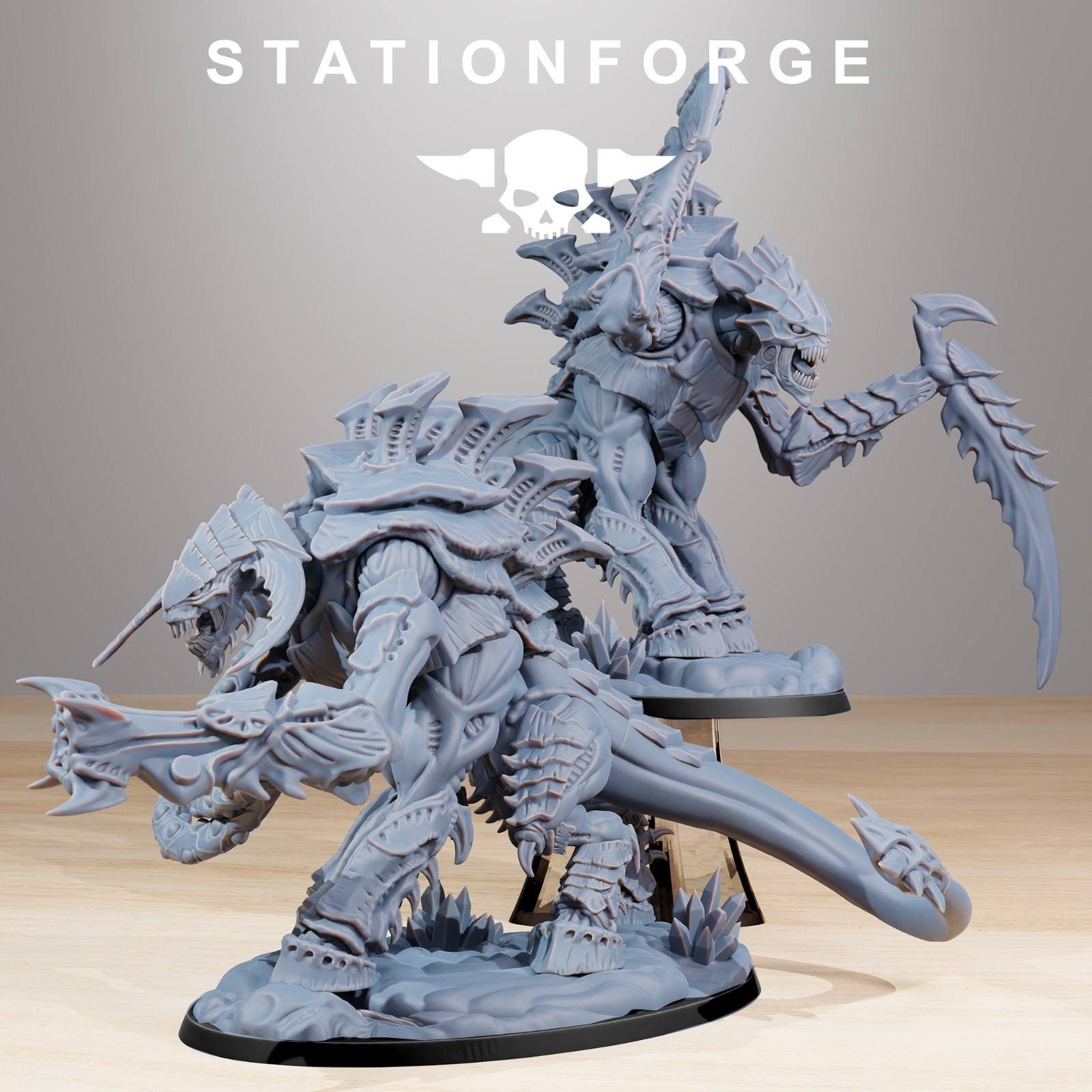 32mm Xenarid Necrothorn Duo Pack High Quality Miniature (120mm Oval Base)