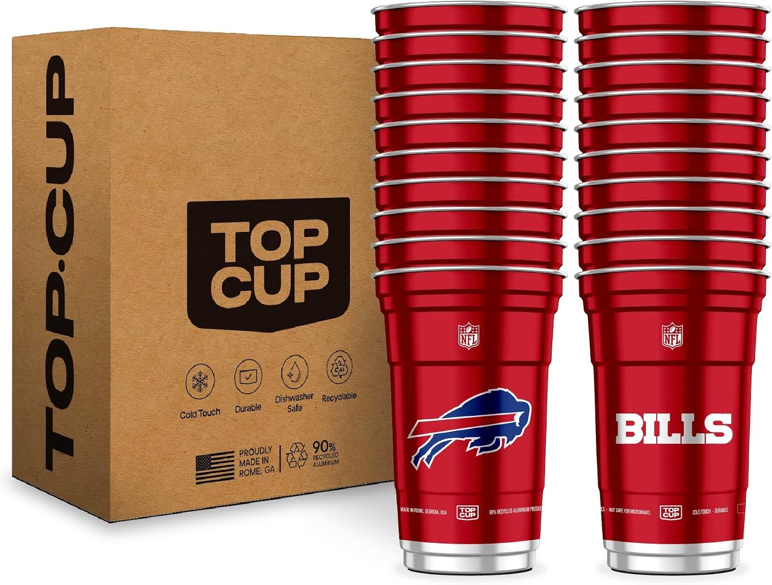 Top Cup NFL Buffalo Bills Aluminum Party Cups, 20oz, 20 Count | Made in the USA Top Cup NFL Buffalo Bills Aluminum Party Cups, 20oz, 20 Count | Made in the USA