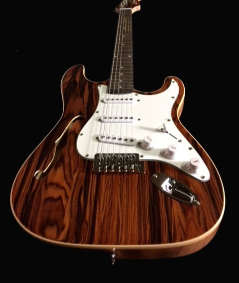 Semi-Hollow 6 String St Style Electric Guitar-New EXOTIC BURL TOP Semi-Hollow 6 String St Style Electric Guitar-New EXOTIC BURL TOP