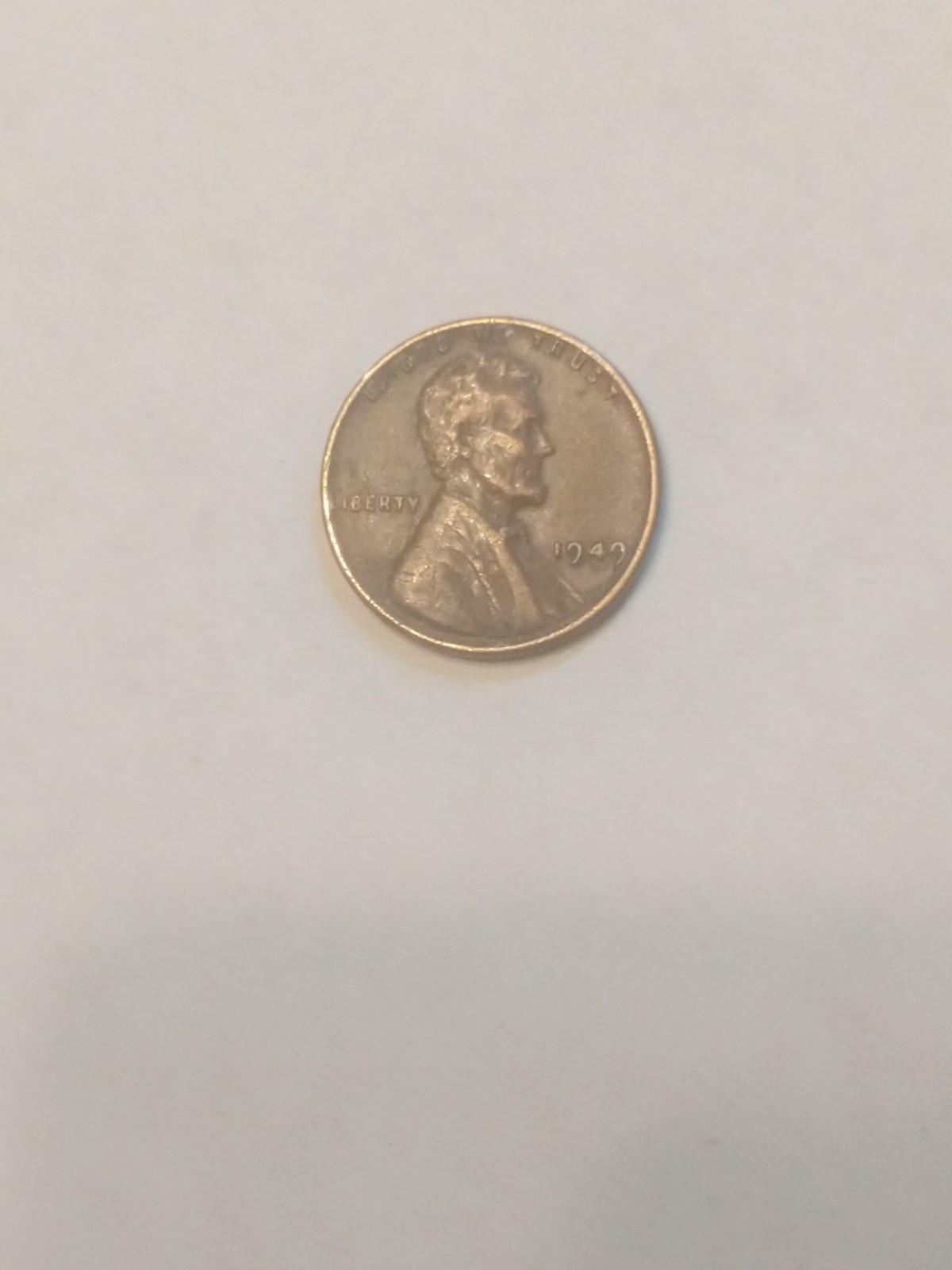 1949 LINCOLN WHEAT PENNY- NO MINT MARK ERROR L ON THE RIM 1949 LINCOLN WHEAT PENNY- NO MINT MARK ERROR L ON THE RIM