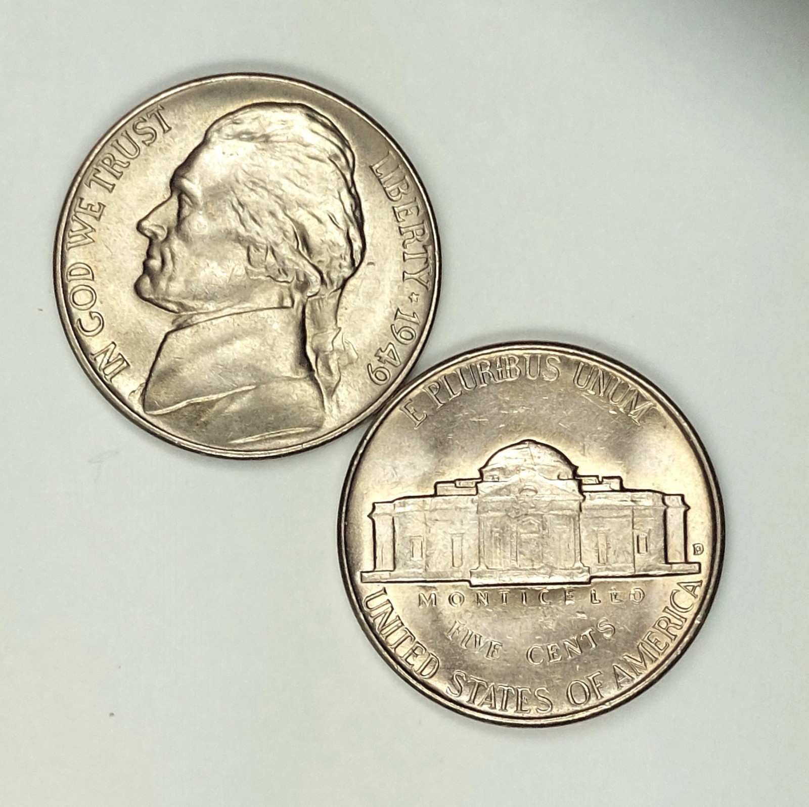 1949 D UNCIRCULATED JEFFERSON NICKEL CHOICE TO GEM BU 1949 D UNCIRCULATED JEFFERSON NICKEL CHOICE TO GEM BU