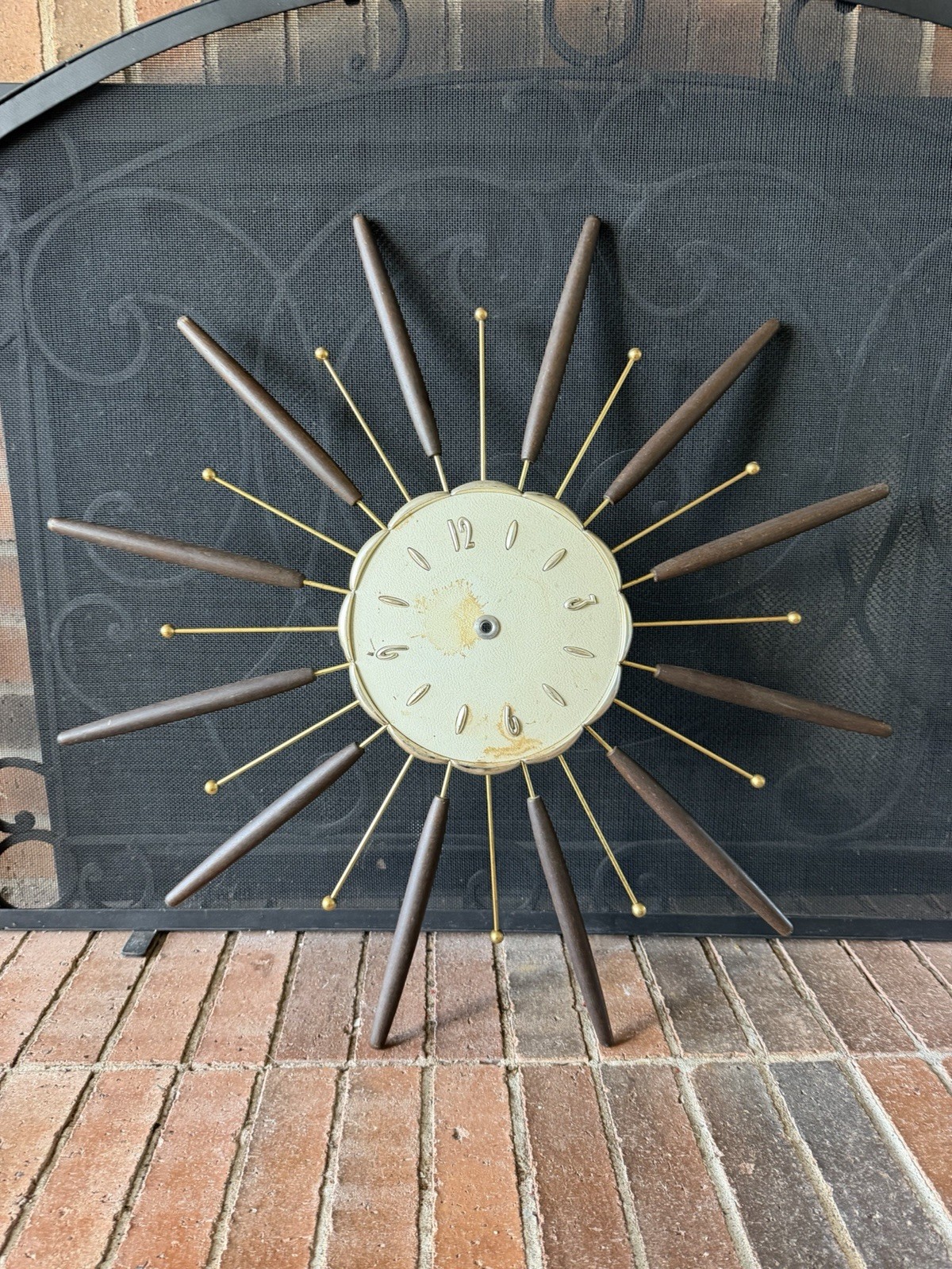 VTG Mid Century Modern Welby Starburst Sunburst Wall Clock Retro 1960\'s Parts