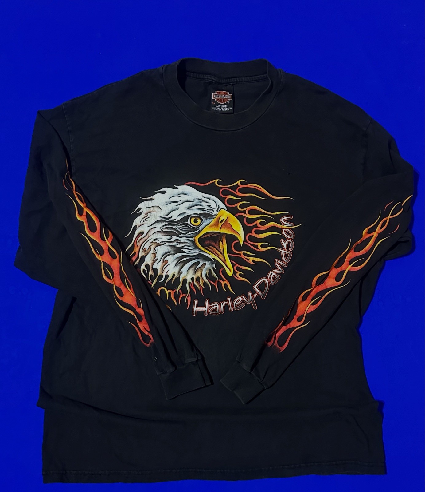 90s Vintage Harley Davidson Eagle Flames Long Sleeve Shirt XLarge USA Made 90s Vintage Harley Davidson Eagle Flames Long Sleeve Shirt XLarge USA Made