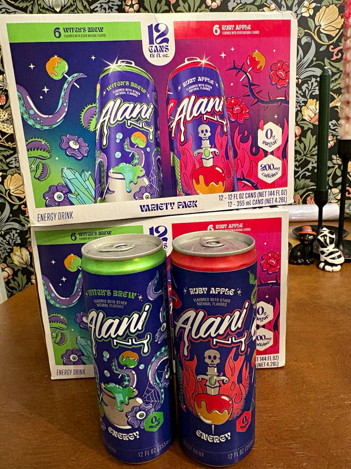 Alani Nu Energy Drink Sugar Free 12 fl oz Witch\'s Brew/ Ruby Apple