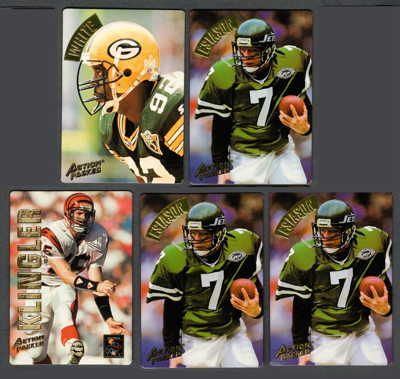 1994 Action Packed BRAILLE Lot - REGGIE WHITE (HOF) , ESIASON (x3) ,KLINGER  D8