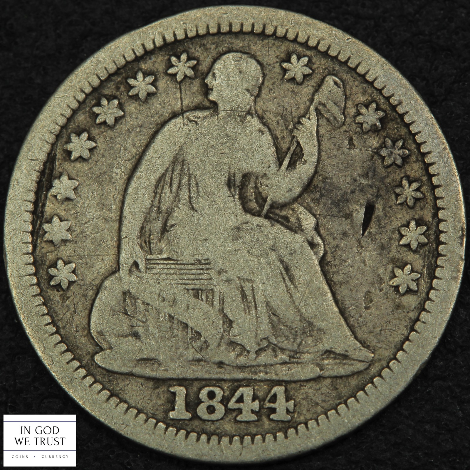 1844 O Seated Liberty Silver Half Dime H10C (Rotated Dies Mint Error)