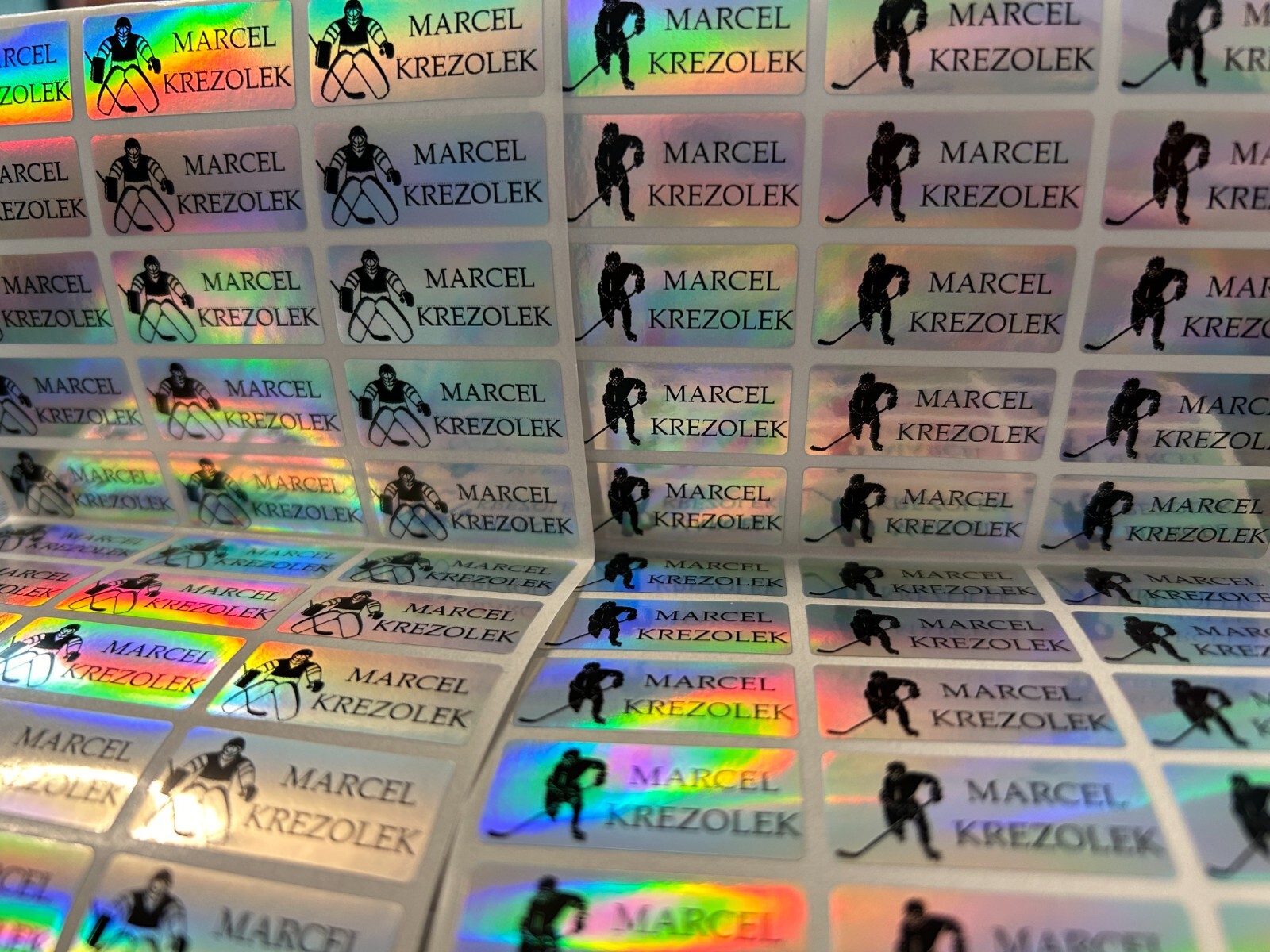 90pcs 1.18x0.5in Holographic Name stickers manicure logo cartoon laser tag kids