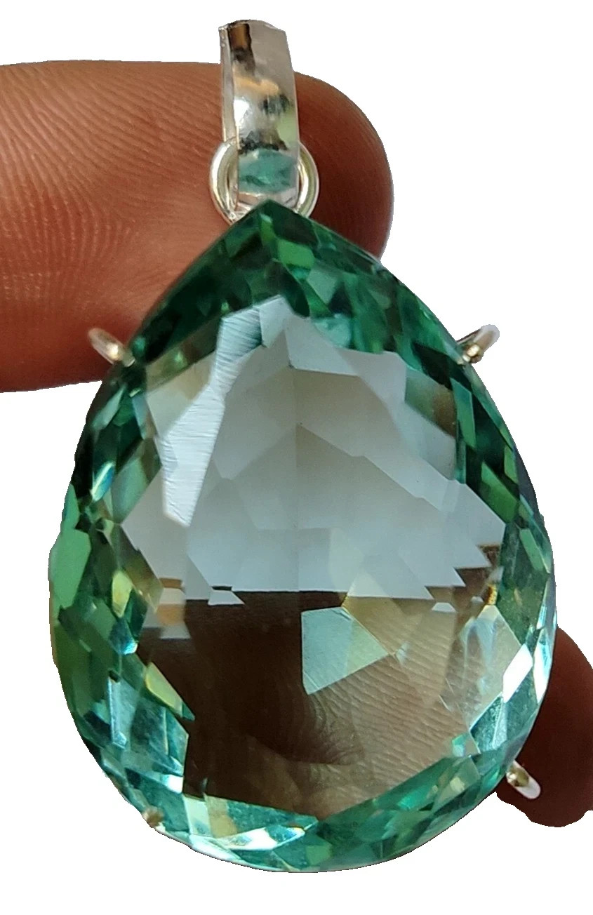 AAA+ Large Aquamarine Topaz 97.23 Ct Pear Cut 925 Silver Pendant Gift for Women