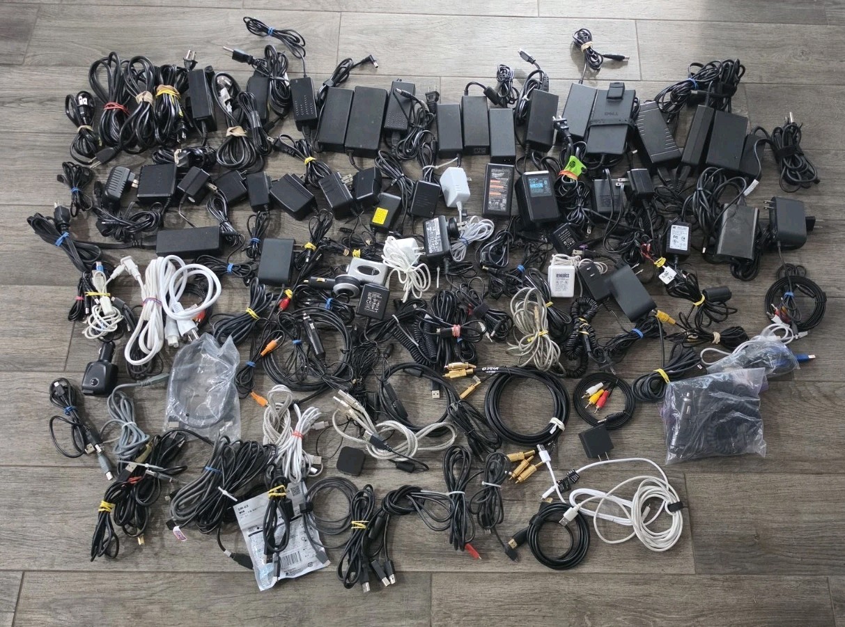 Huge Bulk Mixed Lot of Power Cords AC/DC, Adapters, Cables, USB, AV, & More Huge Bulk Mixed Lot of Power Cords AC/DC, Adapters, Cables, USB, AV, & More