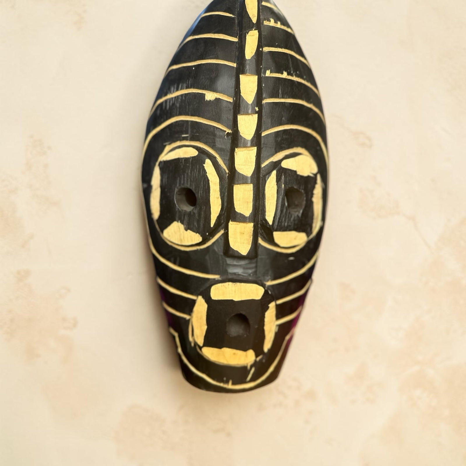 BEAUTIFUL HAND-CARVED AFRICAN MASK FROM GHANA 13” VTG ORIGINAL ART